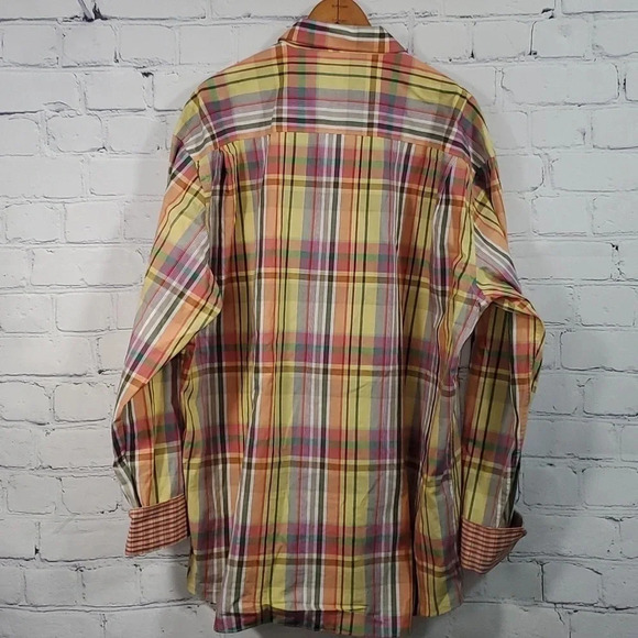 ALAN FLUSSER MEN'S SZ XXL 100% COTTON LONG SLEEVE PLAID DRESS SHIRT MULTI COLOR - Picture 9 of 13